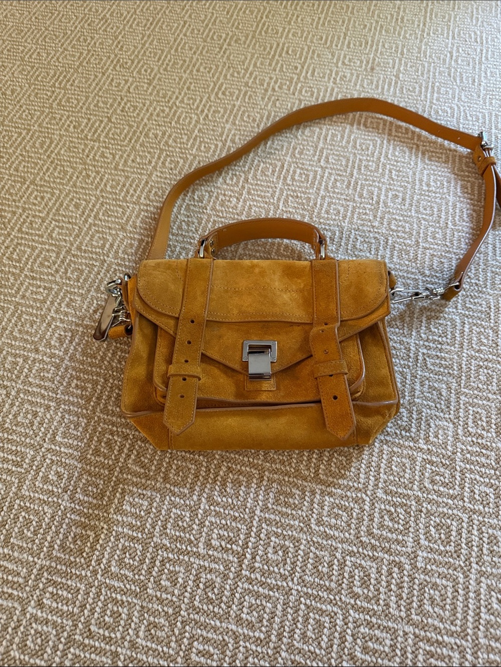 Proenza Schouler Mustard Suede Satchel with Top Handle and Strap